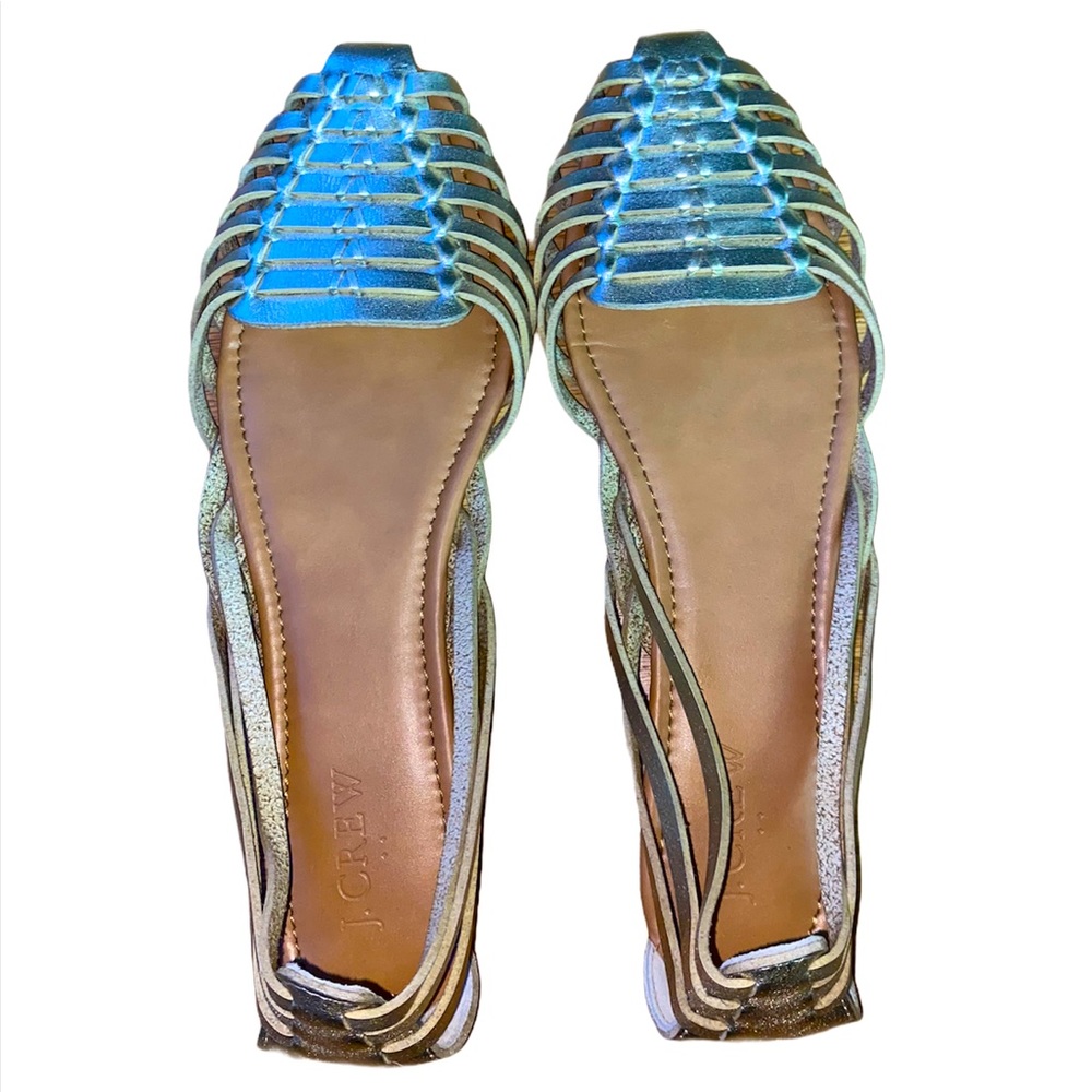 J. Crew Gold Metallic Huarache Sandals Shoes 9
